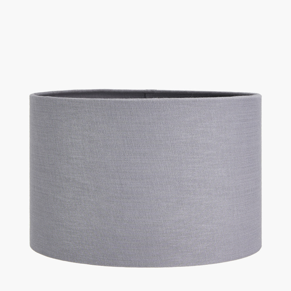 Lino 30cm Steel Grey Self Lined Linen Drum Lampshade